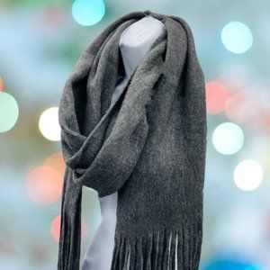NWT LUCKY BRAND Solid Gray Winter Scarf 67"x16" plus 10" Fringes